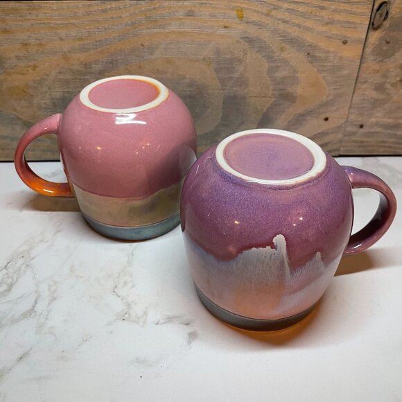Coffee Mugs Set of 2 La Rochelle Dip Dye Metallic Stoneware - Picture 5 of 5